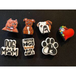 7 Pack Dog Mom w Paw Print Croc Shoe‎ Charm Accessory Seven Piece Collection